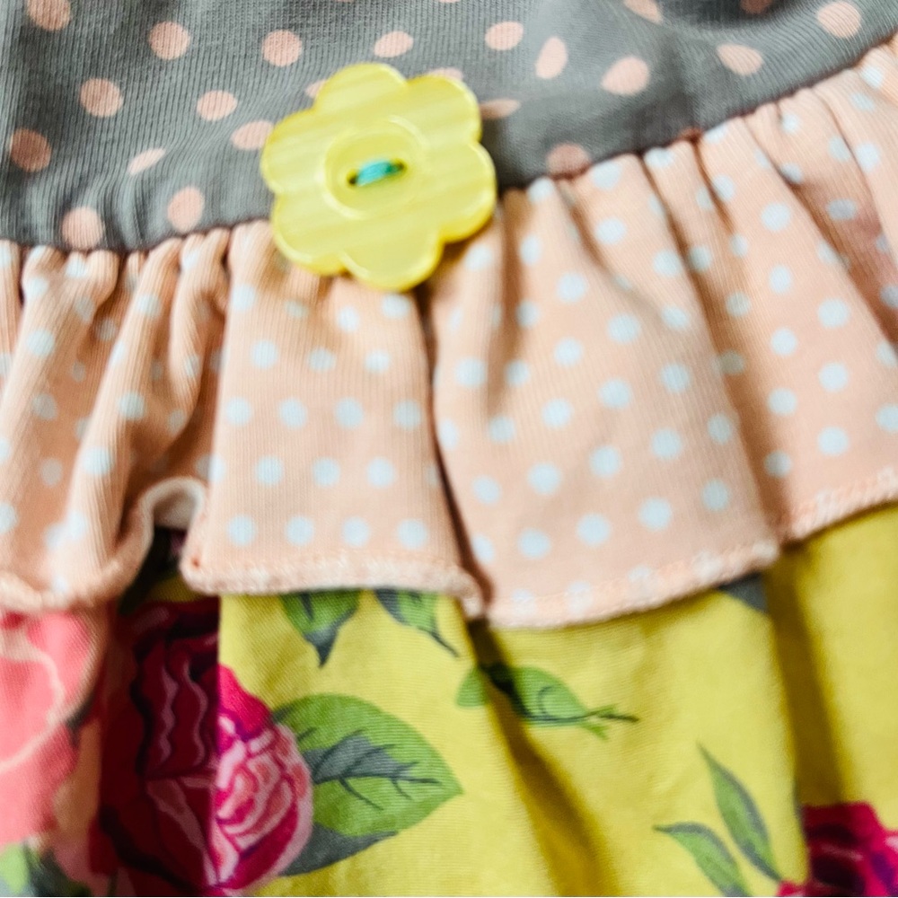 Matilda Jane Flynn Marjorine tunic top dot, floral, yellow, pink, purple, ruffle - Picture 6 of 6
